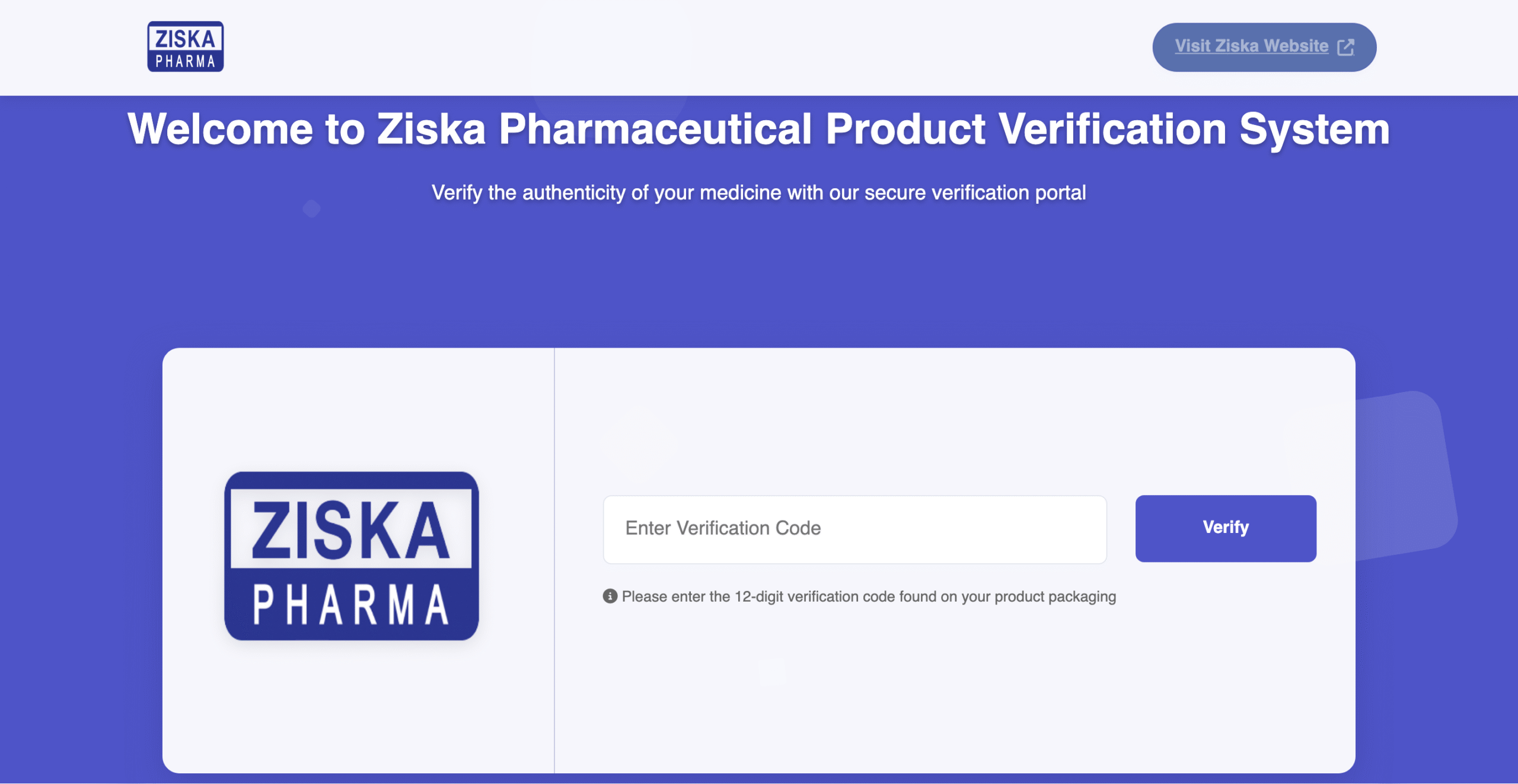 Ziska Pharmaceutical Product Verification System